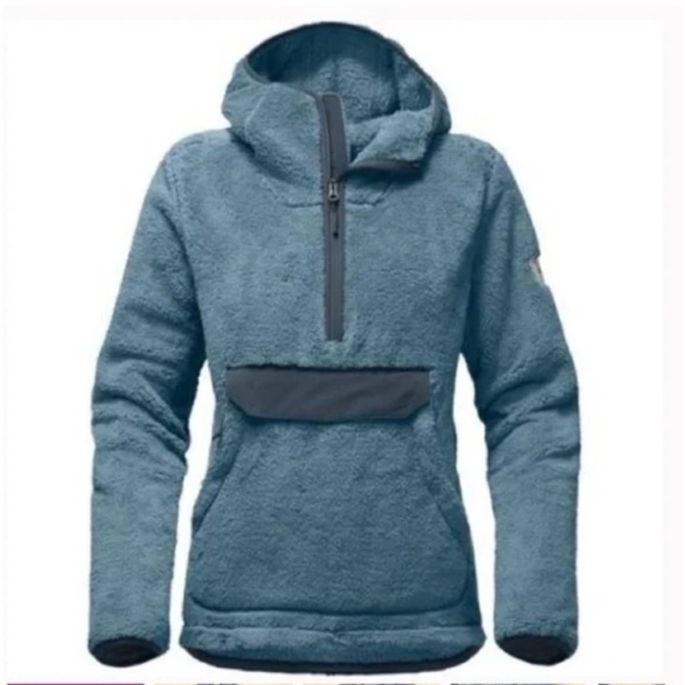 The North Face Campshire Pullover Hoodie Jacket Sherpa Blue Teal Size XL Outdoor